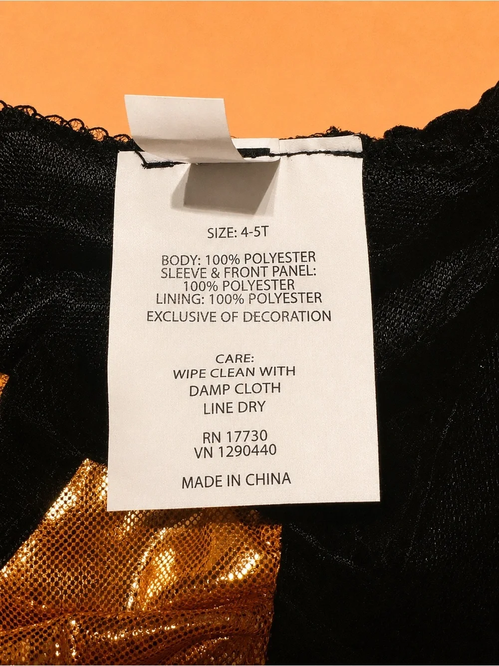 Target Girls Witch Halloween Costume Dress & Hat Orange Gold Black Size 4-5T
